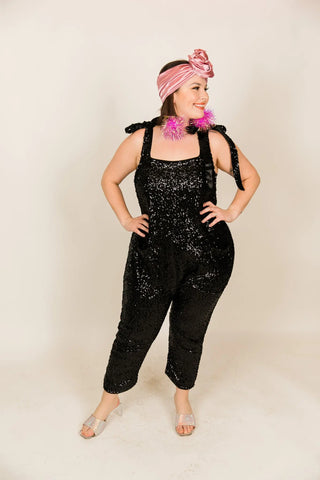 Black Sequin Party Jumpsuit - Fringe+Co
