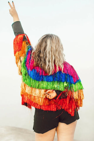 Rainbow Sequin Jacket Multicolor Fringe Jacket TAYLOR SWIFT ERAS