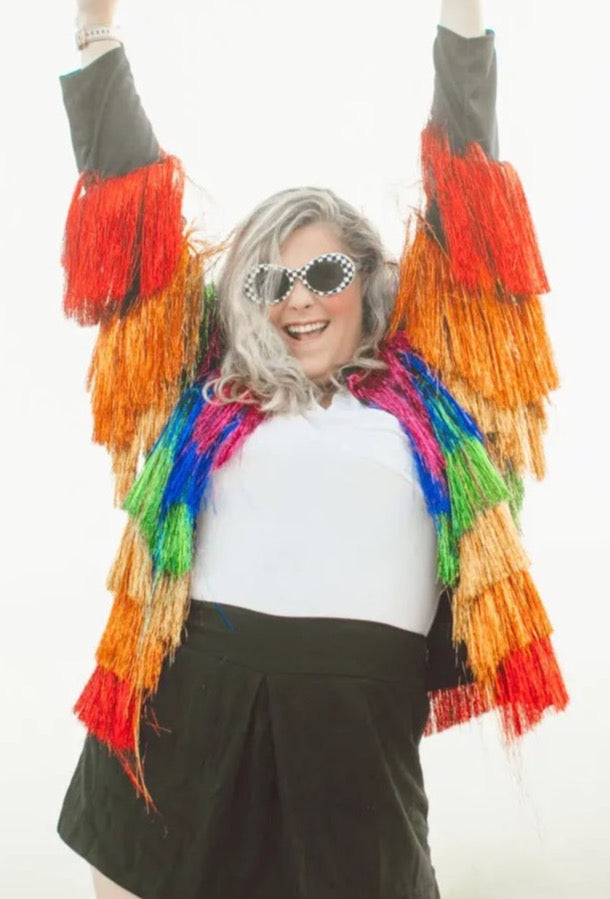 Rainbow sale fringe jacket