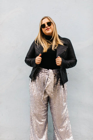 Silver High Waisted Sequin Party Pant - Fringe+Co