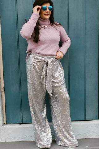 Black and Gold High Waisted Sequin Pants