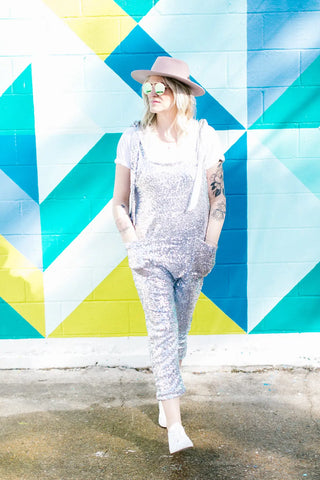Silver Sequin Party Jumpsuit - Fringe+Co
